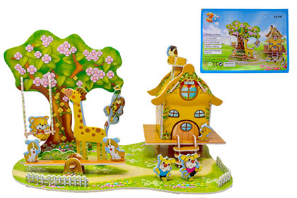 ペーパークラフトどうぶつのツリーハウスの画像